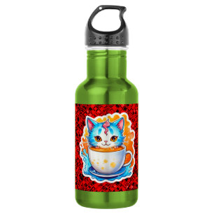 Cute Cat With Coffee Mug Cartoon Design-94678 532 Ml Water Bottle
