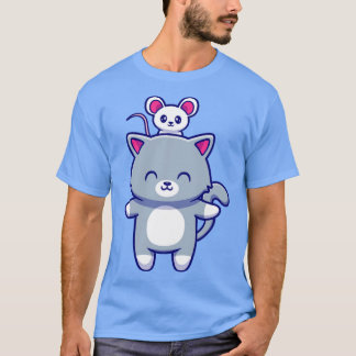 Cute Cat With Cute Mouse T-Shirt