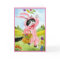 Cute Cat with flowers in bunny suit card