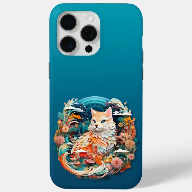 Cute Cat with flowers Paper Cutout Case-Mate iPhone Case (Back)