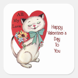 Cute Cat With Flowers Sticker