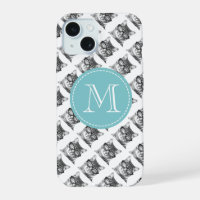 Cute cat with glasses pattern custom monogram