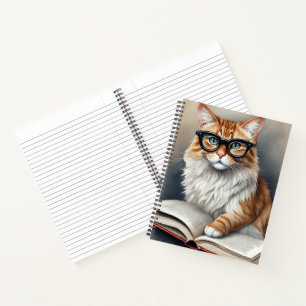 Cute Cat with Glasses Reading a Book