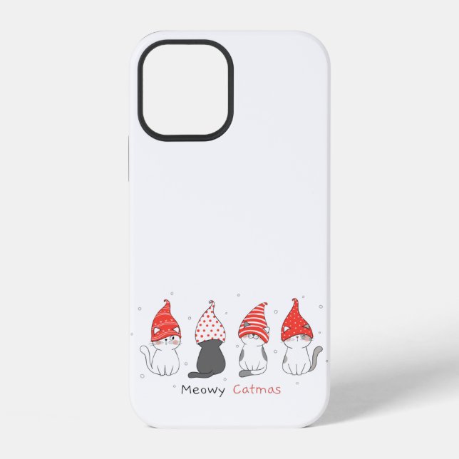 cute cat with gnome hat for christmas. iPhone case (Back)