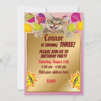 Cute cat with gold and fun suns
