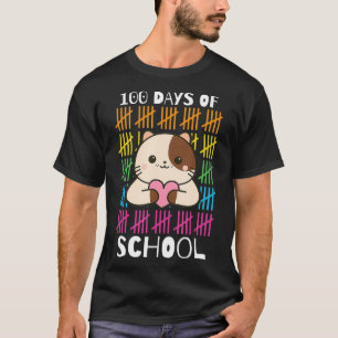 Cute Cat With Heart 100 Days Of School Tee 100th D