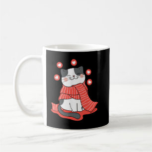 Cute Cat with Heart For Valentines Day And Kitten Coffee Mug