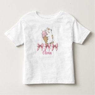 Cute Cat with Ice Cream and bow Toddler T-Shirt