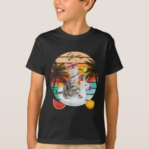 Cute Cat With Margarita & Unicorn Float Kitten T-Shirt