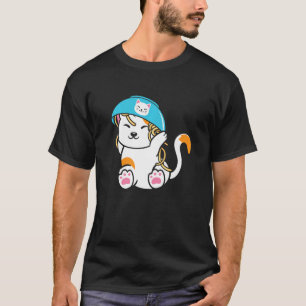 Cute Cat with Noodle Bowl over Head Food Cats T-Shirt