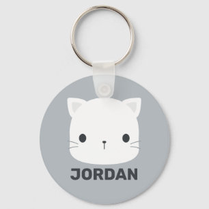 Cute Cat with Personalised Name Key Ring