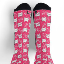 Cute Cat with Pink Socks | Adorable Feline Pattern