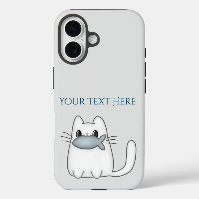 Cute Cat with Prize Fish Case-Mate iPhone Case (Back)