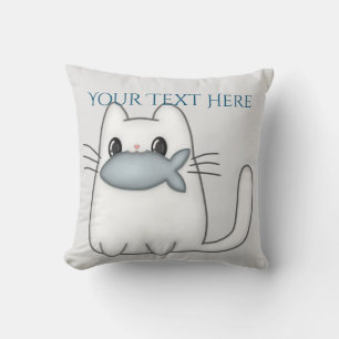 Cute Cat with Prize Fish Cushion