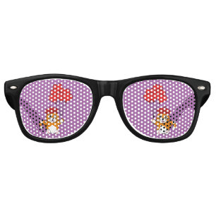 Cute Cat with Red Heart Balloons Retro Sunglasses