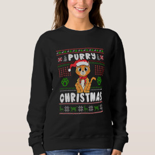 Cute Cat With Santa Claus In Purr For Kids Ugly Ch Sweatshirt
