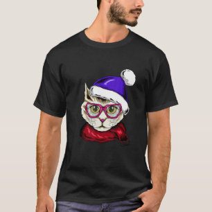 Cute Cat With Scarf and Glasses Crazy Cat Lady T-Shirt