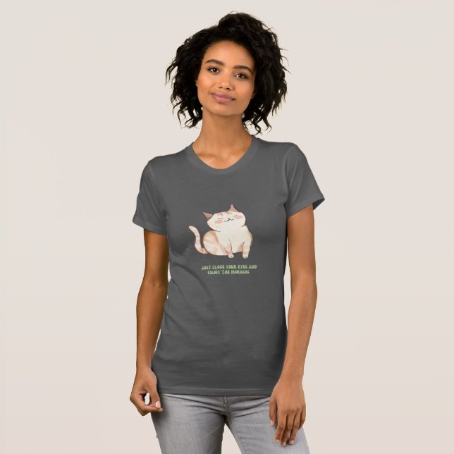 Cute cat with slogan T-shirt for her (Front Full)