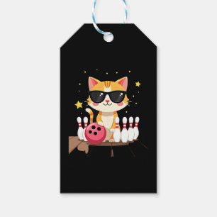 Cute Cat With Sunglasses Cat Playing Bowling For m Gift Tags