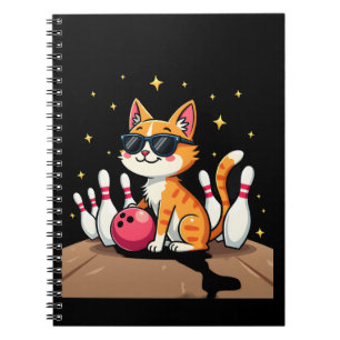 Cute Cat With Sunglasses Cat Playing Bowling For m Notebook