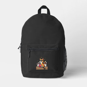 Cute Cat With Sunglasses Cat Playing Bowling For m Printed Backpack