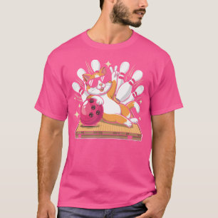 Cute Cat With Sunglasses Cat Playing Bowling For T-Shirt