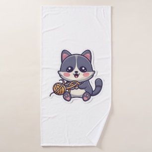 Cute Cat with Yarn Classic T-Shirt Bath Towel