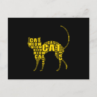 Cute cat word cloud postcard