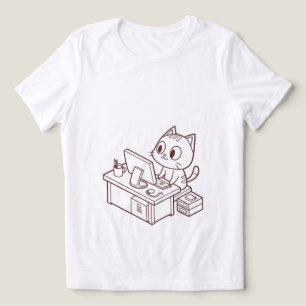 Cute Cat Working on Laptop T-Shirt - Funny Remote Tri-Blend Shirt