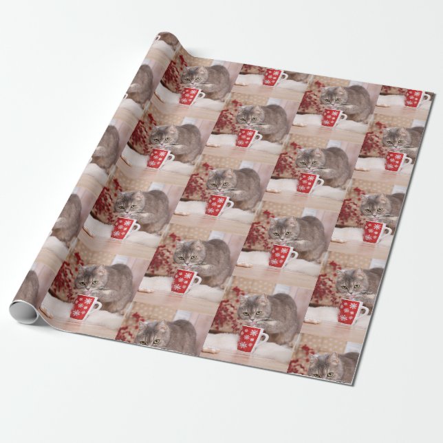 Cute Cat Wrapping Paper (Unrolled)