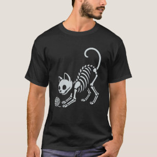 Cute Cat Yarn Skeleton Halloween Mum Dad Kids T-Shirt