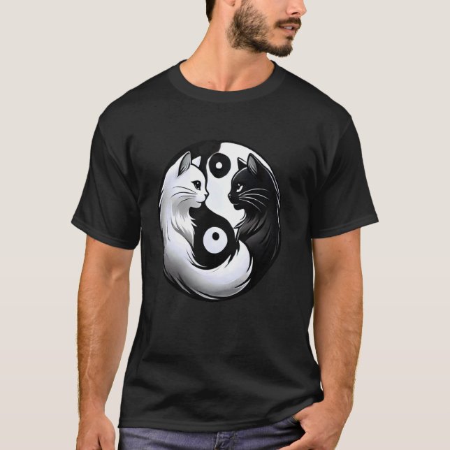 Cute Cat Yin Yang T-Shirt (Front)