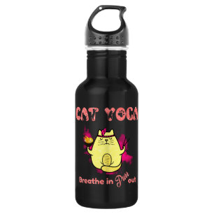 Cute Cat Yoga – "Breathe In, Purr Out" 532 Ml Water Bottle