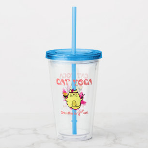 Cute Cat Yoga – "Breathe In, Purr Out" Acrylic Tumbler