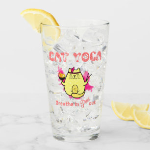 Cute Cat Yoga – "Breathe In, Purr Out" Glass