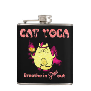 Cute Cat Yoga – "Breathe In, Purr Out" Hip Flask