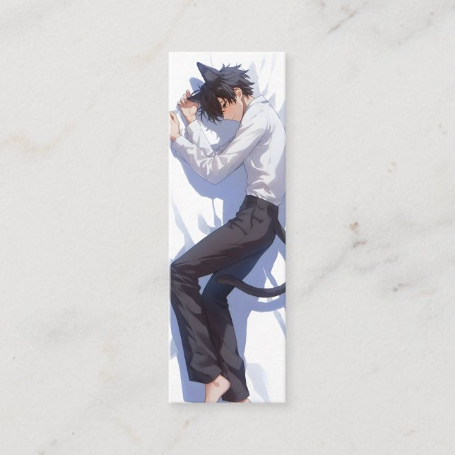Cute Catboy Anime Mini Business Card (Front)