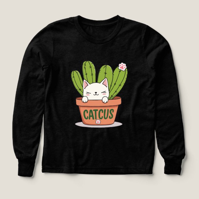 Cute Catcus Kawaii Cactus Cat Illustration (Design Front)