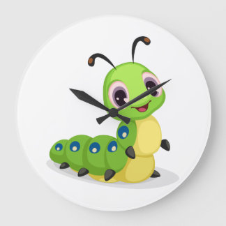 Cute Caterpillar Acrylic Round Wall Clock (Large)