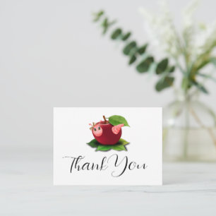 Cute Caterpillar And Apple Thank You Note Card