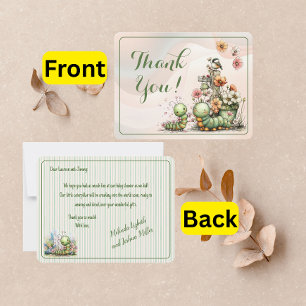 Cute Caterpillar Baby Shower  Thank You Card