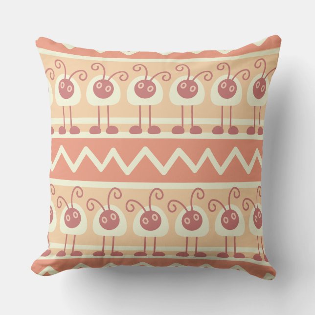 Cute Caterpillar Bugs Pattern Throw Pillow (Front)