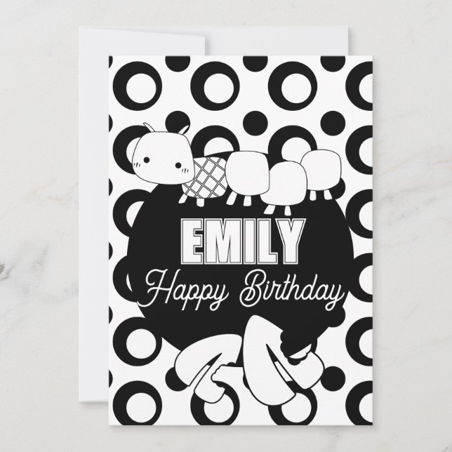 Cute Caterpillar Colouring Birthday Party Holiday Card (Front)
