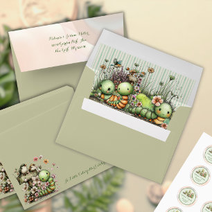 Cute Caterpillar Garden Baby Shower Invitation Envelope