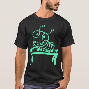 Cute Caterpillar Plays Keyboard Piano Keys Animal T-Shirt