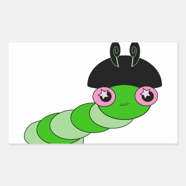 Cute Caterpillar Rectangular Sticker (Front)