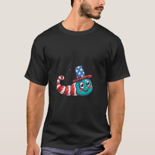Cute Caterpillar USA Flag 4th Of July T-Shirt