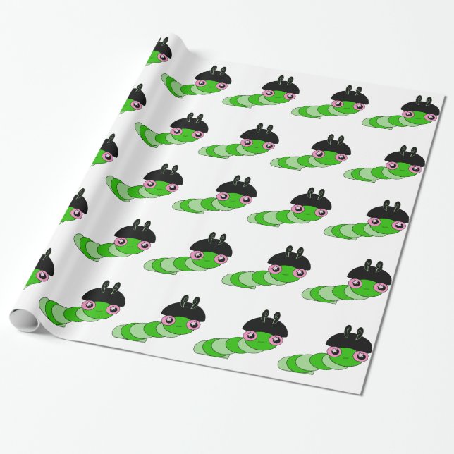 Cute Caterpillar Wrapping Paper (Unrolled)