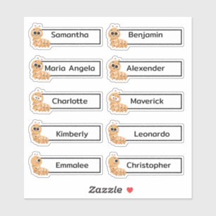 Cute Caterpillars Multiple Name Stickers