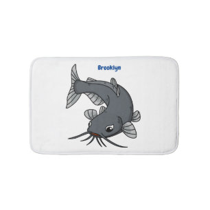 Cute catfish cartoon illustration bath mat